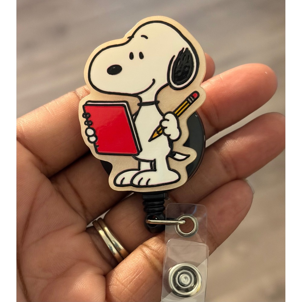 Snoopy Peanuts Retractable Badge Reel ID Holder Nurse Teacher Office Accessory